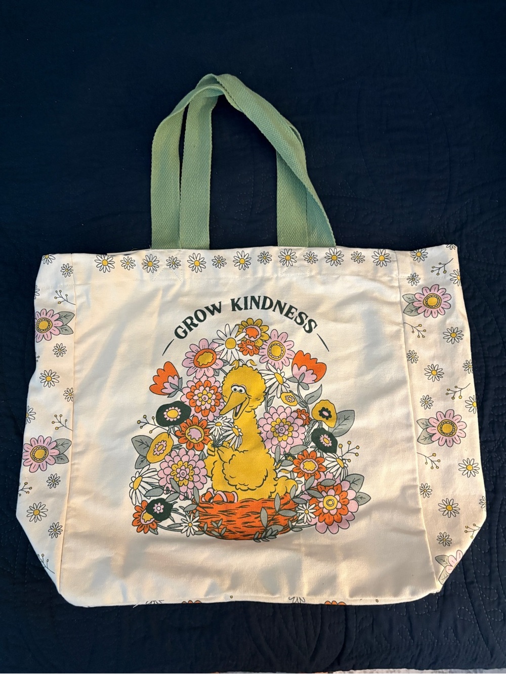 Sesame Street, Big Bird Canvas Tote Bag with Green and Yellow Accents